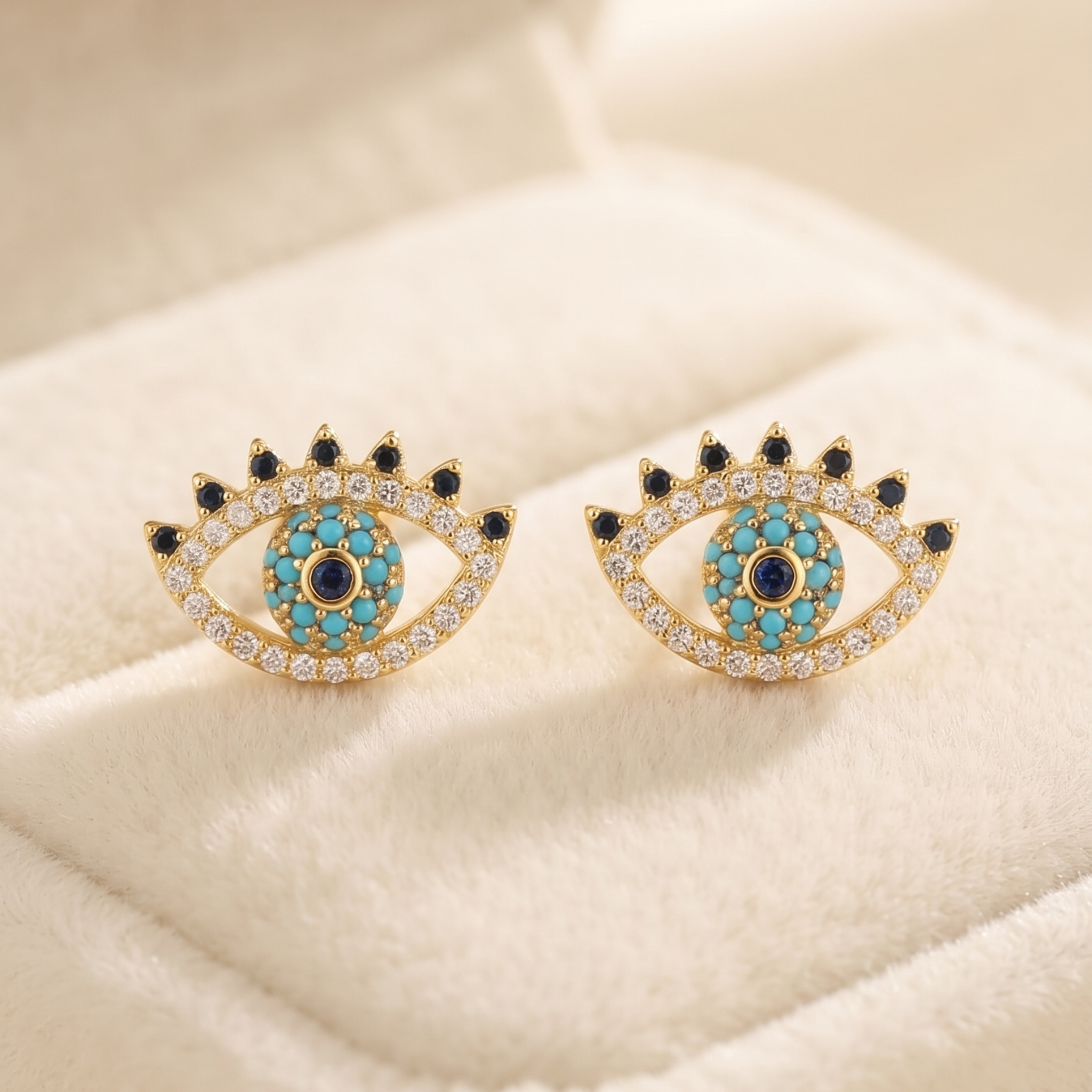 Azure Gaze: The Evil Eye Stud Earrings