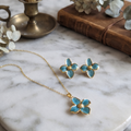 Azure Petals: The Enamel Floral Matching Set