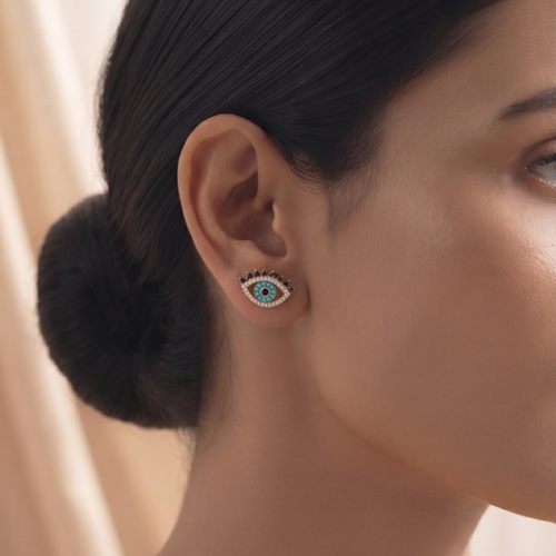 Azure Gaze: The Evil Eye Stud Earrings