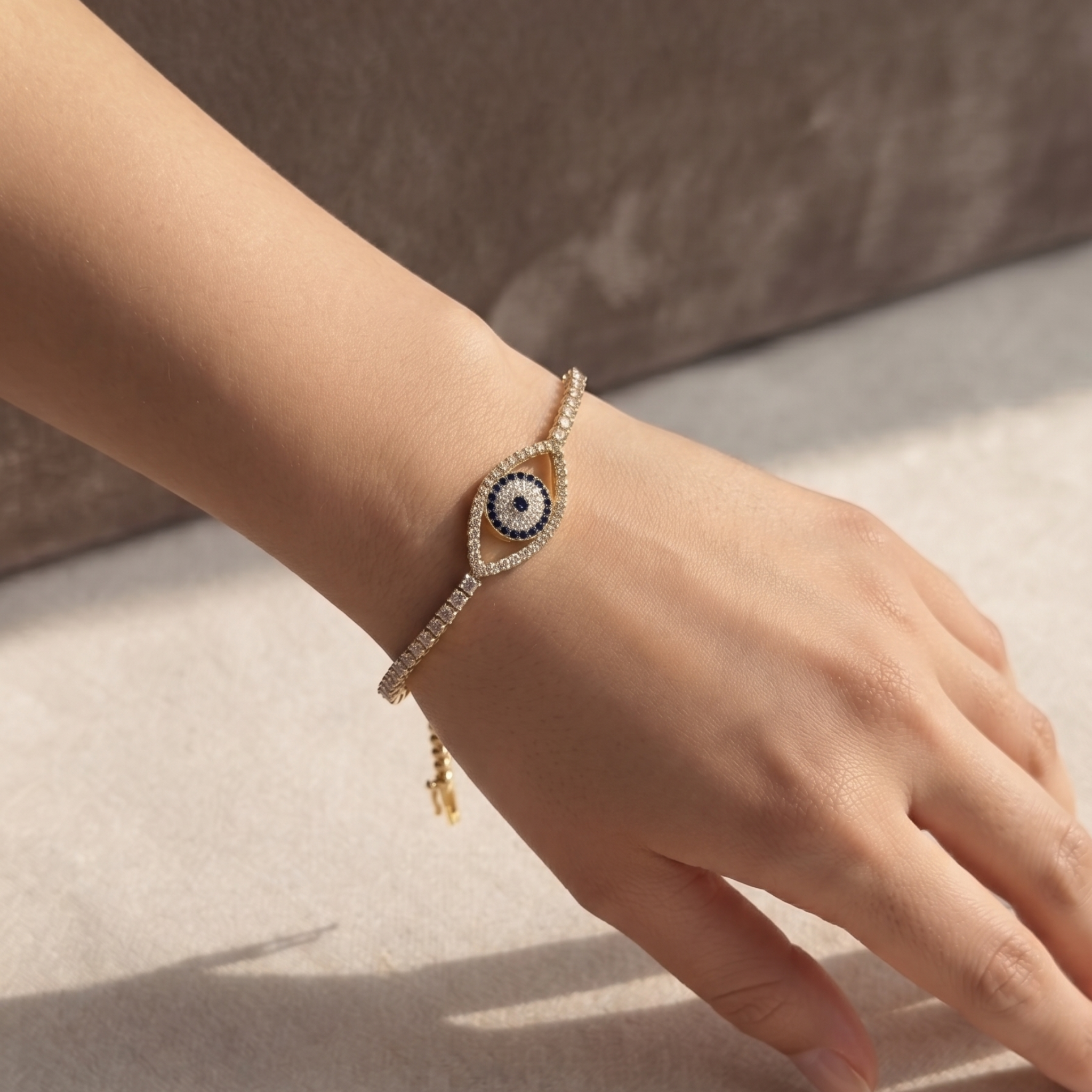 Azure Gaze: The Evil Eye Tennis Bracelet