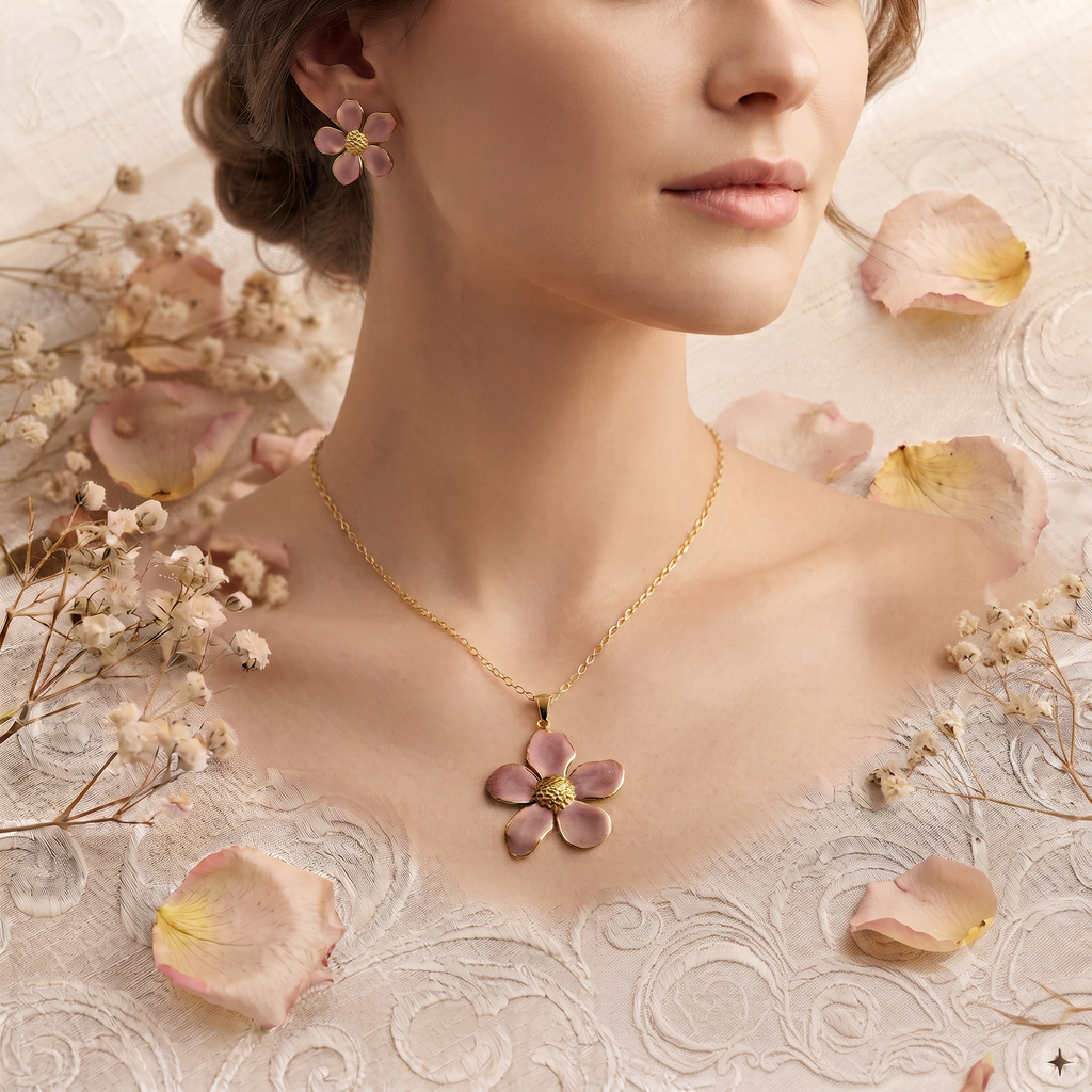 Blush Petals: The Enameled Floral Matching Set