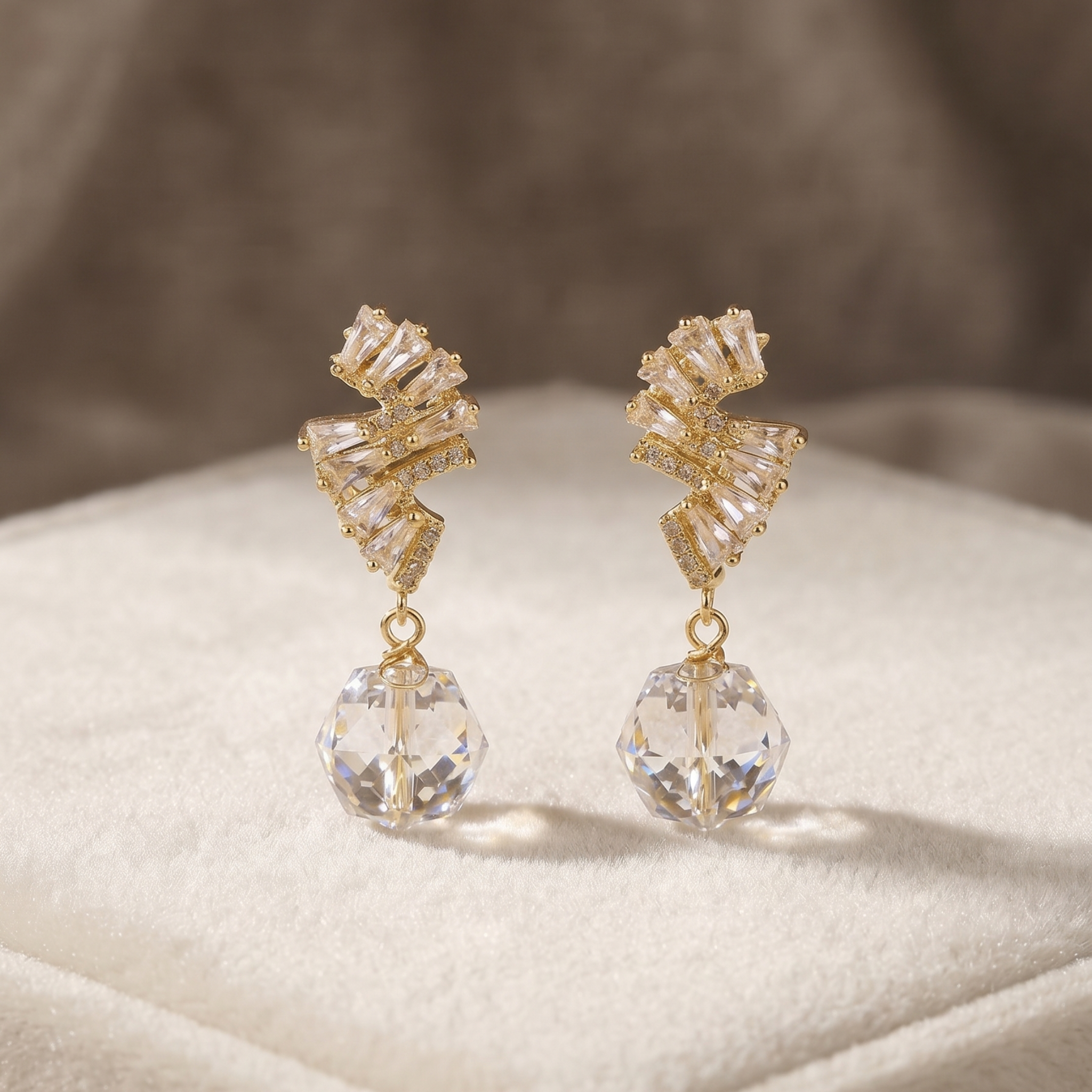 Crystal Cascade: The Faceted Drop Earrings