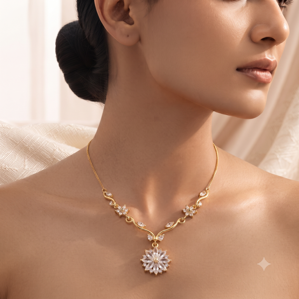Crystal Blossom: The Cascading Floral Necklace