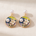Ethereal Bloom: The Enamel &amp; Pearl Drop Earrings
