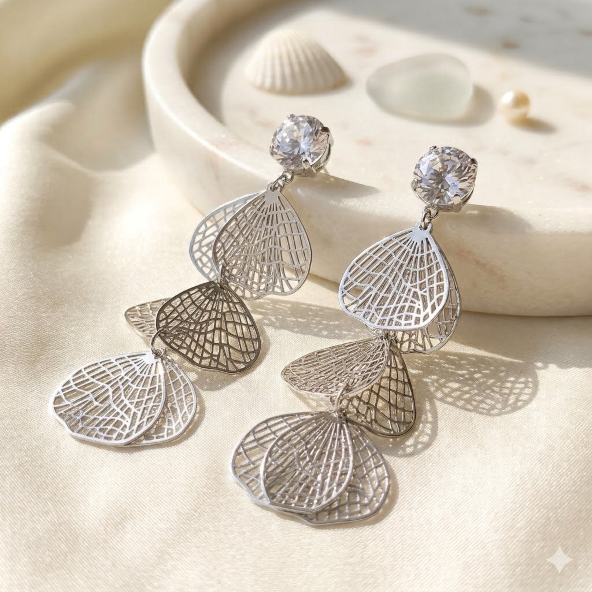 Ethereal Filigree: The Cascading Leaf Drop Earrings