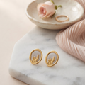 Ethereal Wheat: The Enamel Oval Stud Earrings