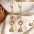 Romantic Cascade: The Crystal & Heart Drop Earrings