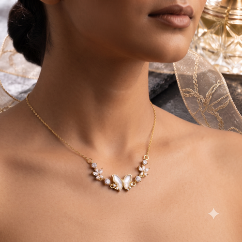 Butterfly Garden: The Mother-of-Pearl & Crystal Necklace