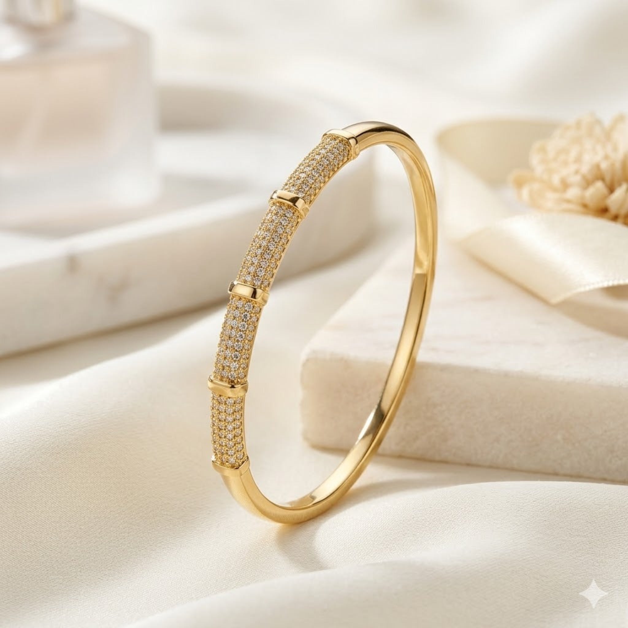 Gilded Bamboo: The Crystal Pavé Bangle