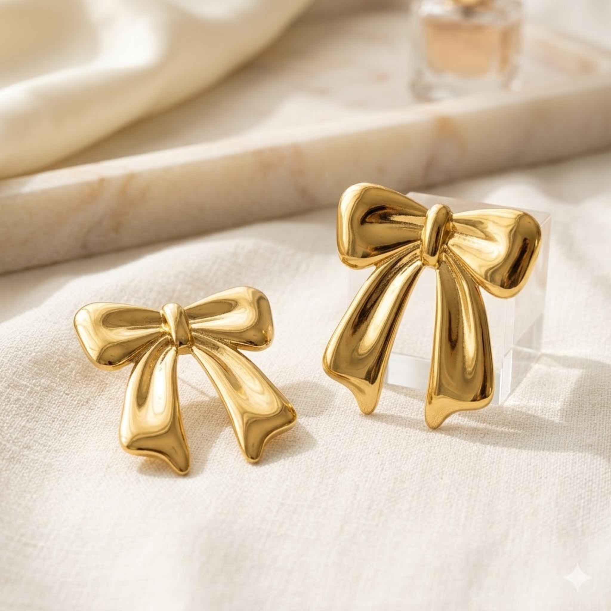 Golden Whimsy: The Puffy Bow Studs