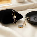 Midnight Clover: The Black & Crystal Drop Earrings