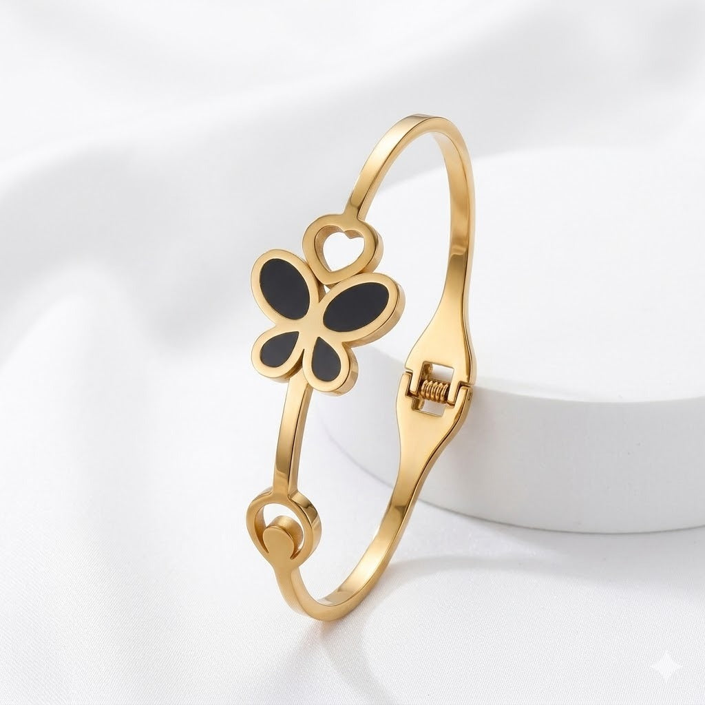 Playful Radiance: The Butterfly Heart Bangle