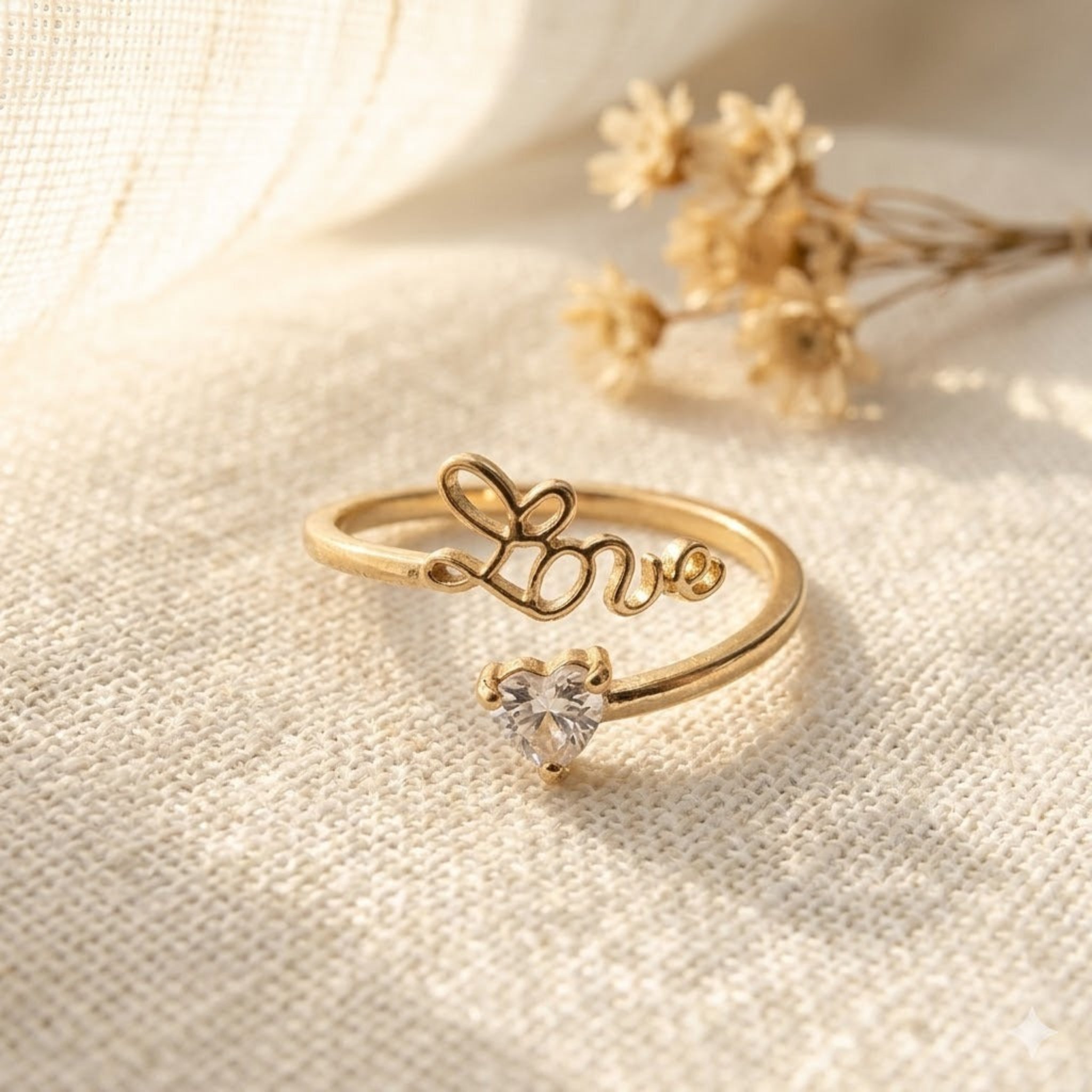 Sentimental Spark: The "Love" Script Ring