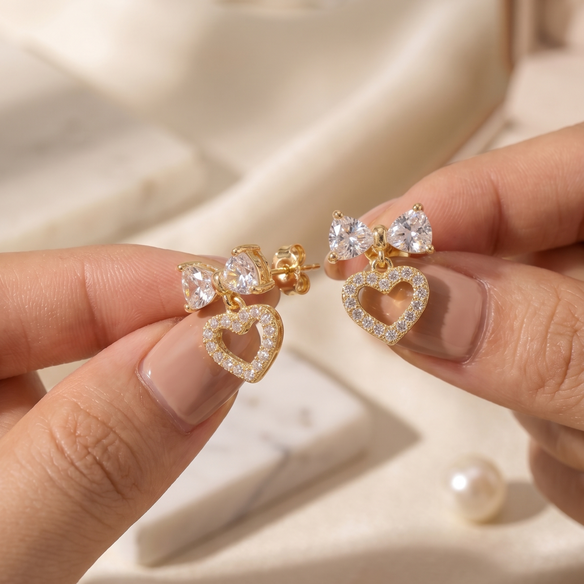 Sweet Romance: The Bow &amp; Pavé Heart Earrings