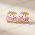Sweet Serenade: The Pink Heart Cherry Earrings