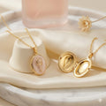 Whispering Melody: The Pink Enamel Locket Necklace